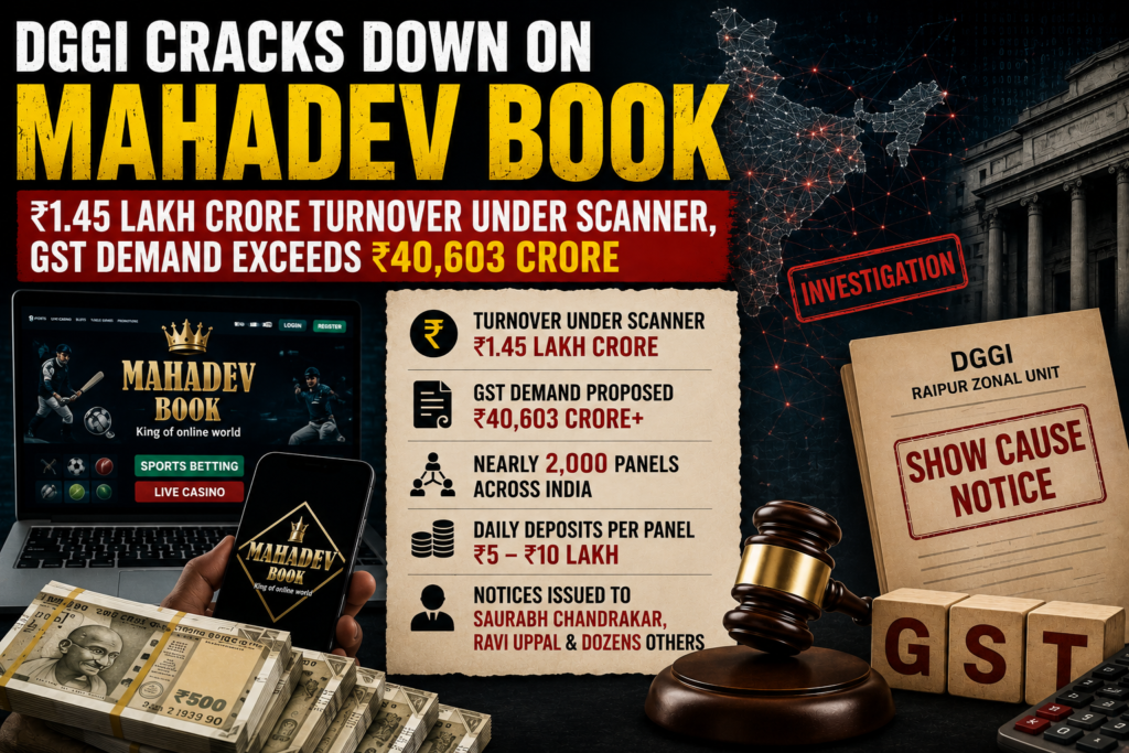Mahadev Book’s ₹1.45 Lakh Crore Empire Faces ₹40,603 Crore GST Demand